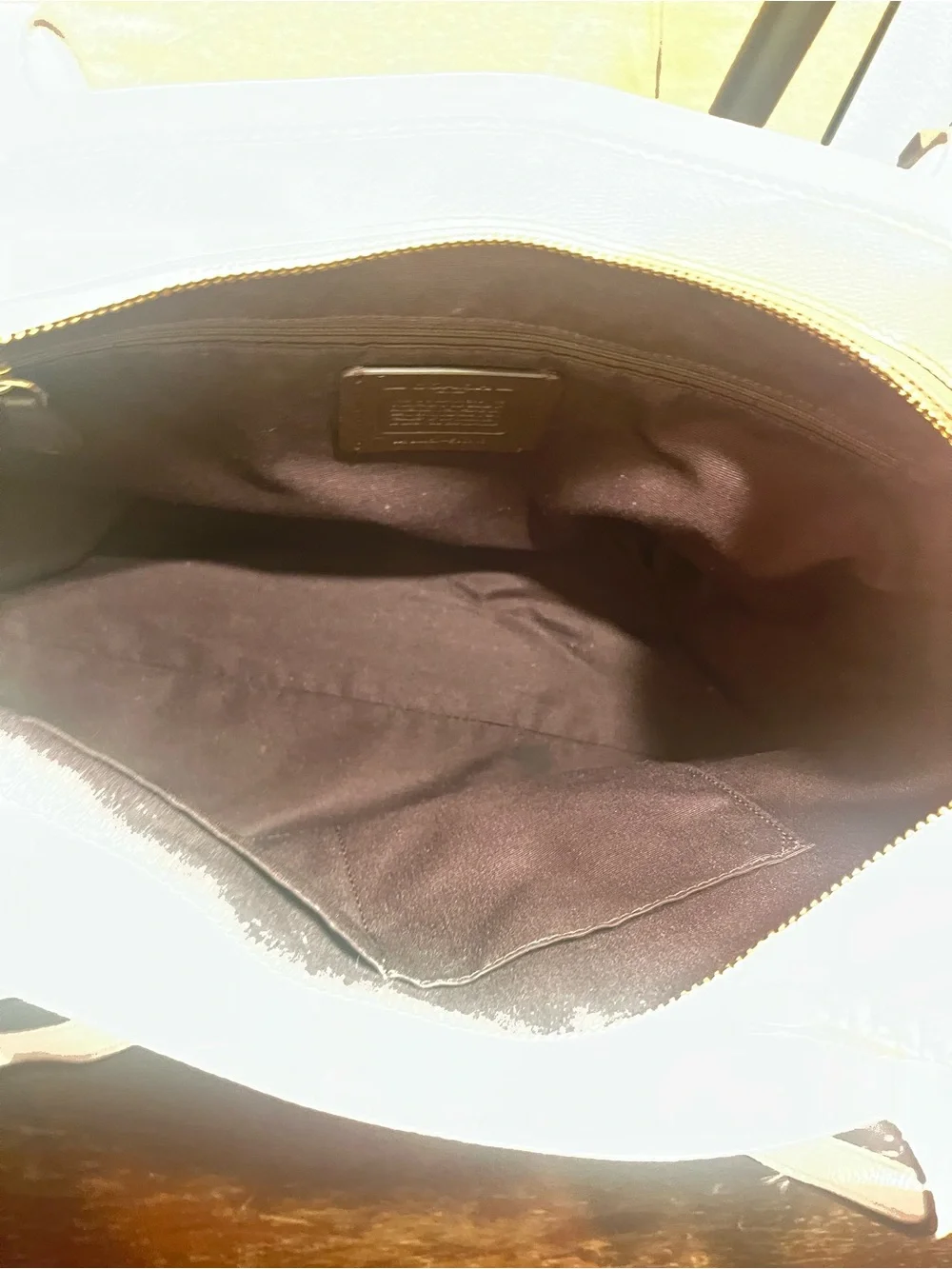 Coach Cream Leather Tote with Stud Embellishments